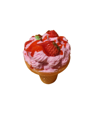 Strawberry & Vanilla Scented Ice Cream Cone Soy Candle